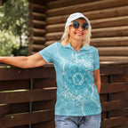 Blue Australia Lizard With Aboriginal Art Women Polo Shirt