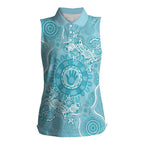 Blue Australia Lizard With Aboriginal Art Women Sleeveless Polo Shirt