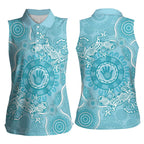 Blue Australia Lizard With Aboriginal Art Women Sleeveless Polo Shirt