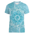 Blue Australia Lizard With Aboriginal Art Women V-Neck T-Shirt