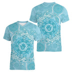 Blue Australia Lizard With Aboriginal Art Women V-Neck T-Shirt