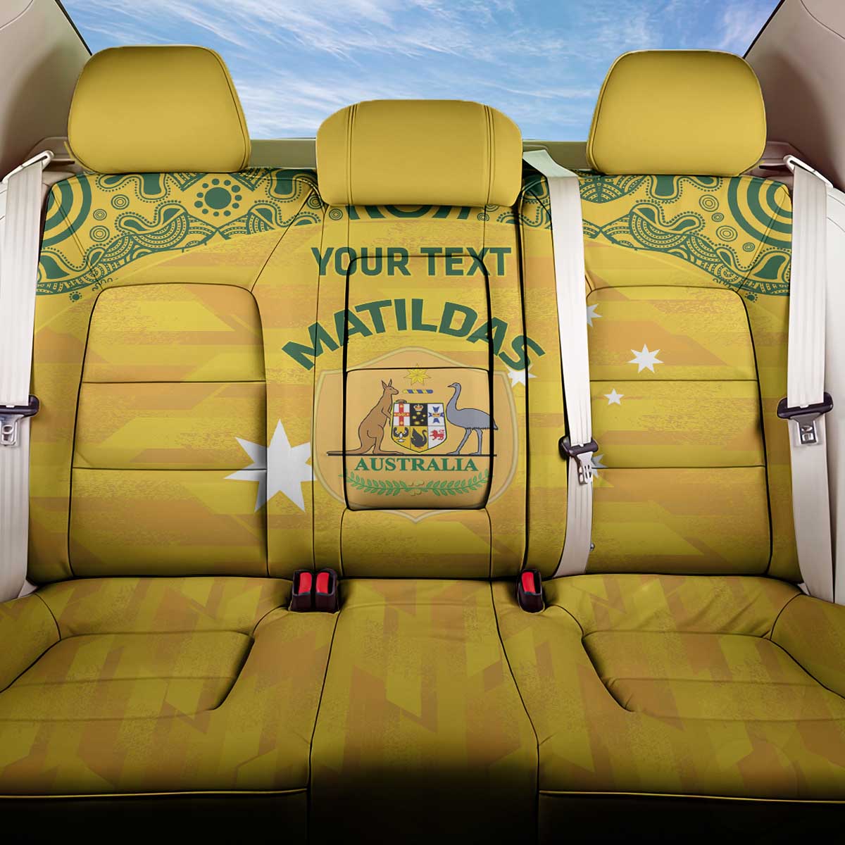 Custom Australia Matildas Back Car Seat Cover National Color Indigenous Art