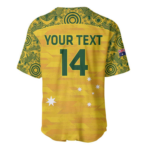 Custom Australia Matildas Baseball Jersey National Color Indigenous Art