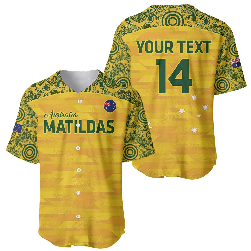 Custom Australia Matildas Baseball Jersey National Color Indigenous Art