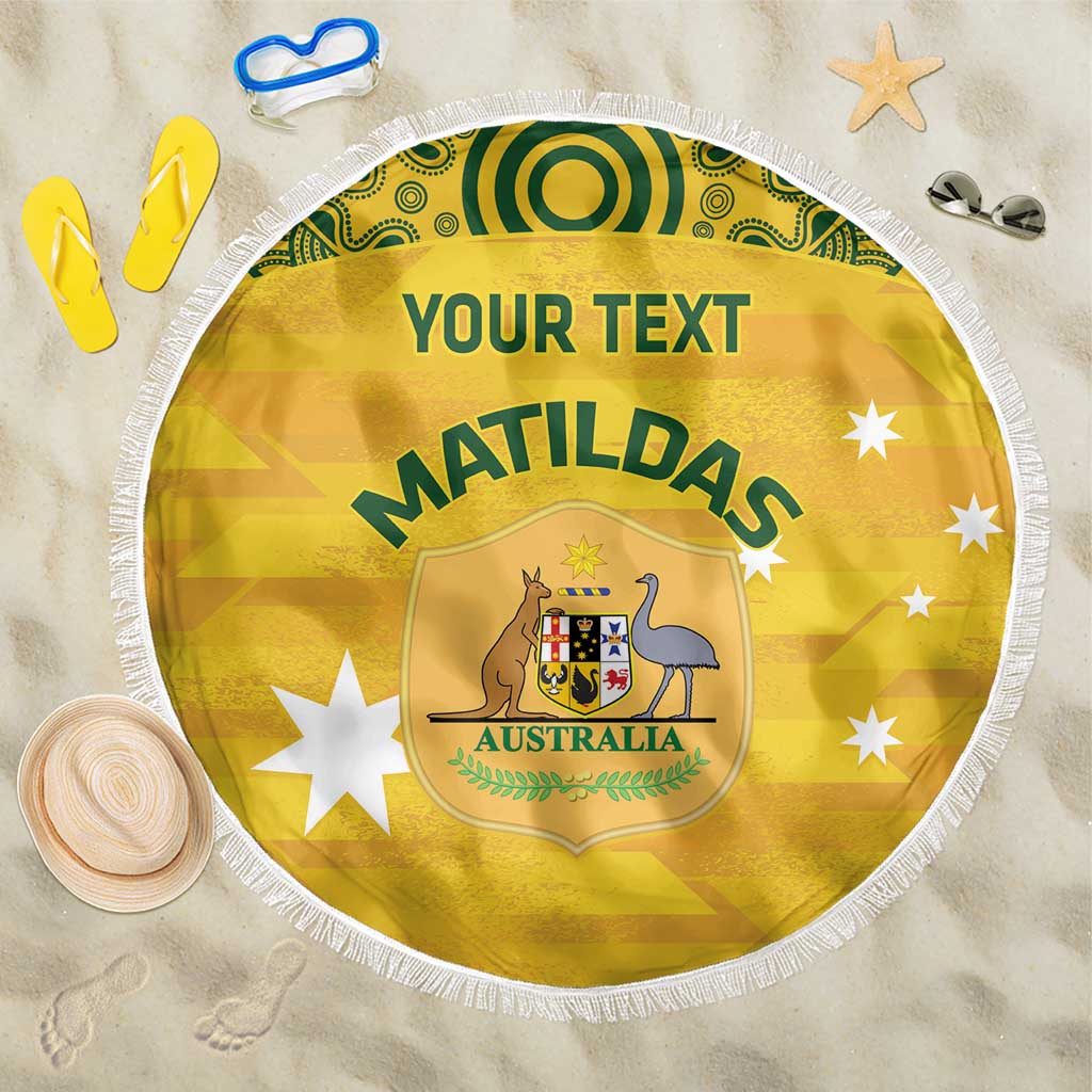 Custom Australia Matildas Beach Blanket National Color Indigenous Art