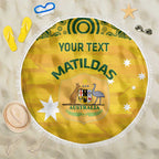 Custom Australia Matildas Beach Blanket National Color Indigenous Art