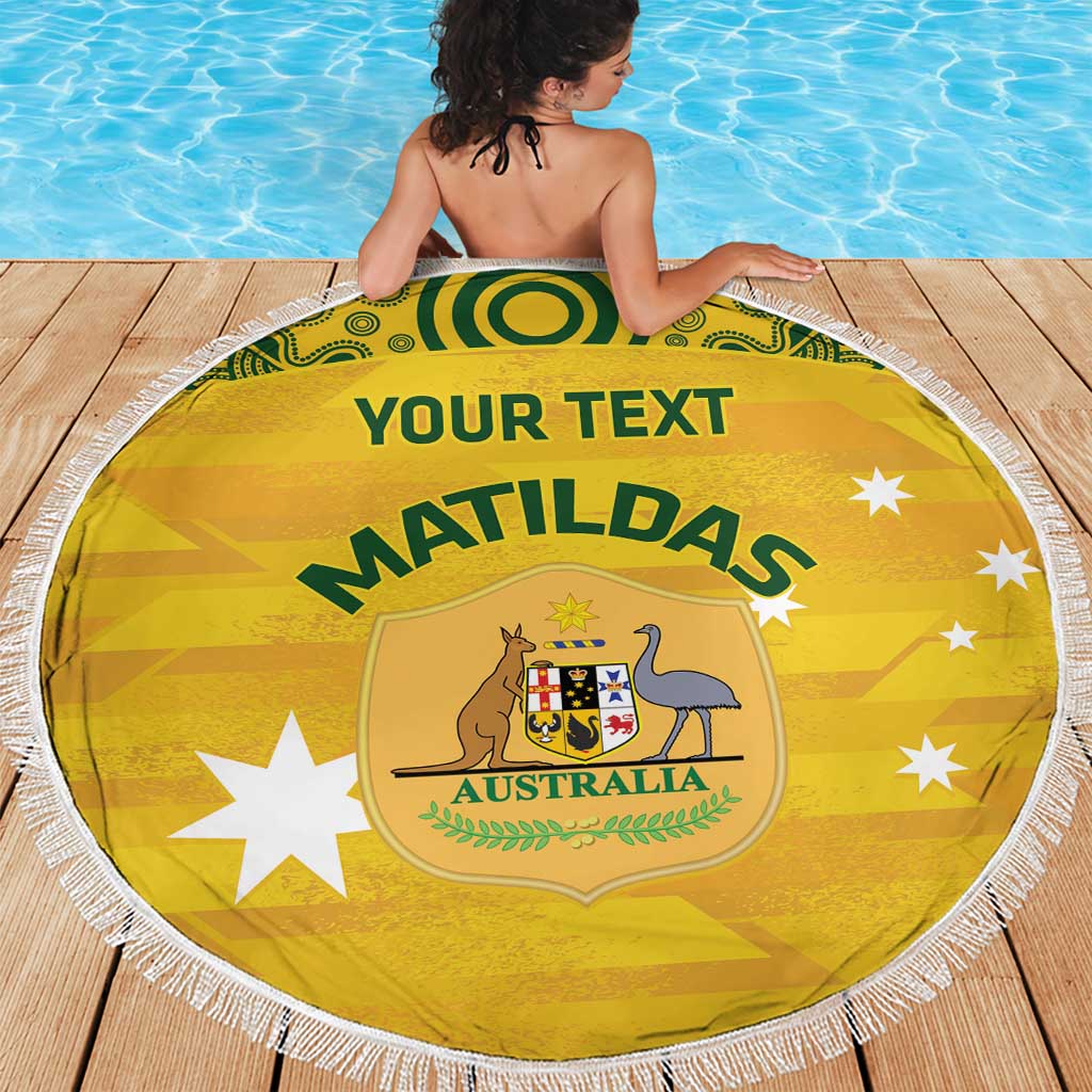 Custom Australia Matildas Beach Blanket National Color Indigenous Art