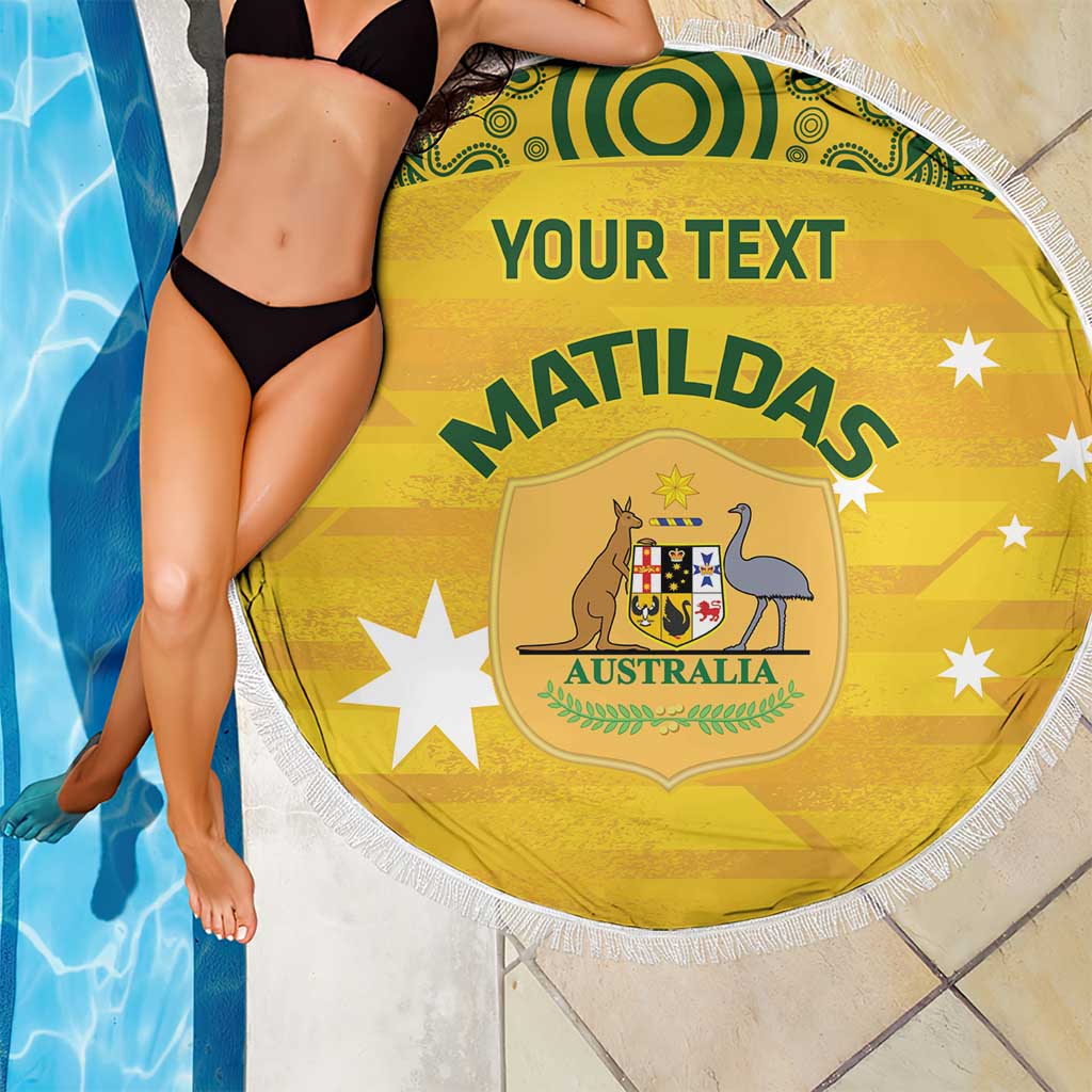 Custom Australia Matildas Beach Blanket National Color Indigenous Art