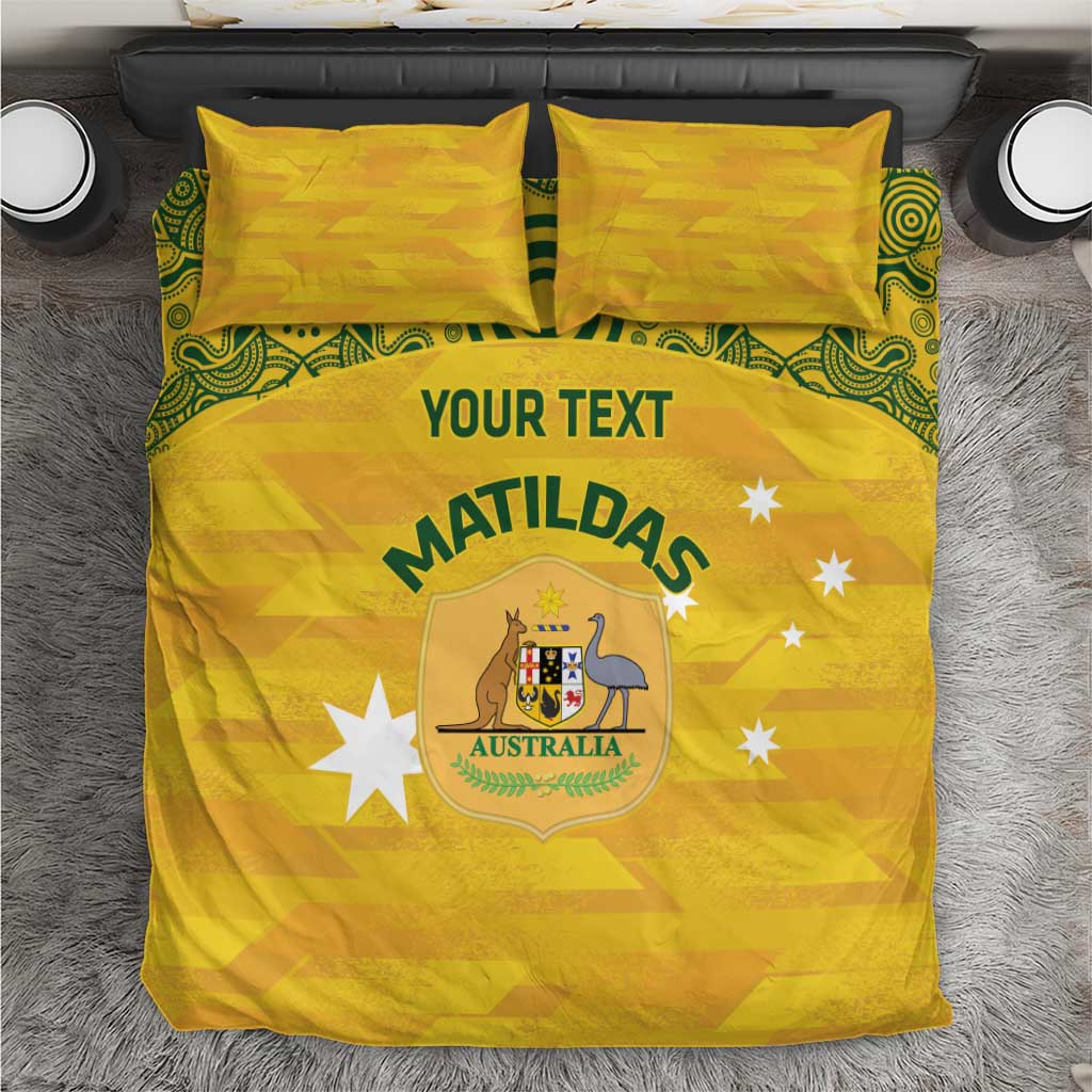 Custom Australia Matildas Bedding Set National Color Indigenous Art
