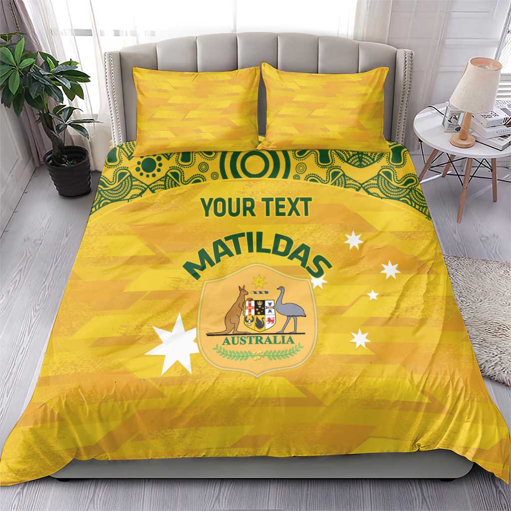 Custom Australia Matildas Bedding Set National Color Indigenous Art