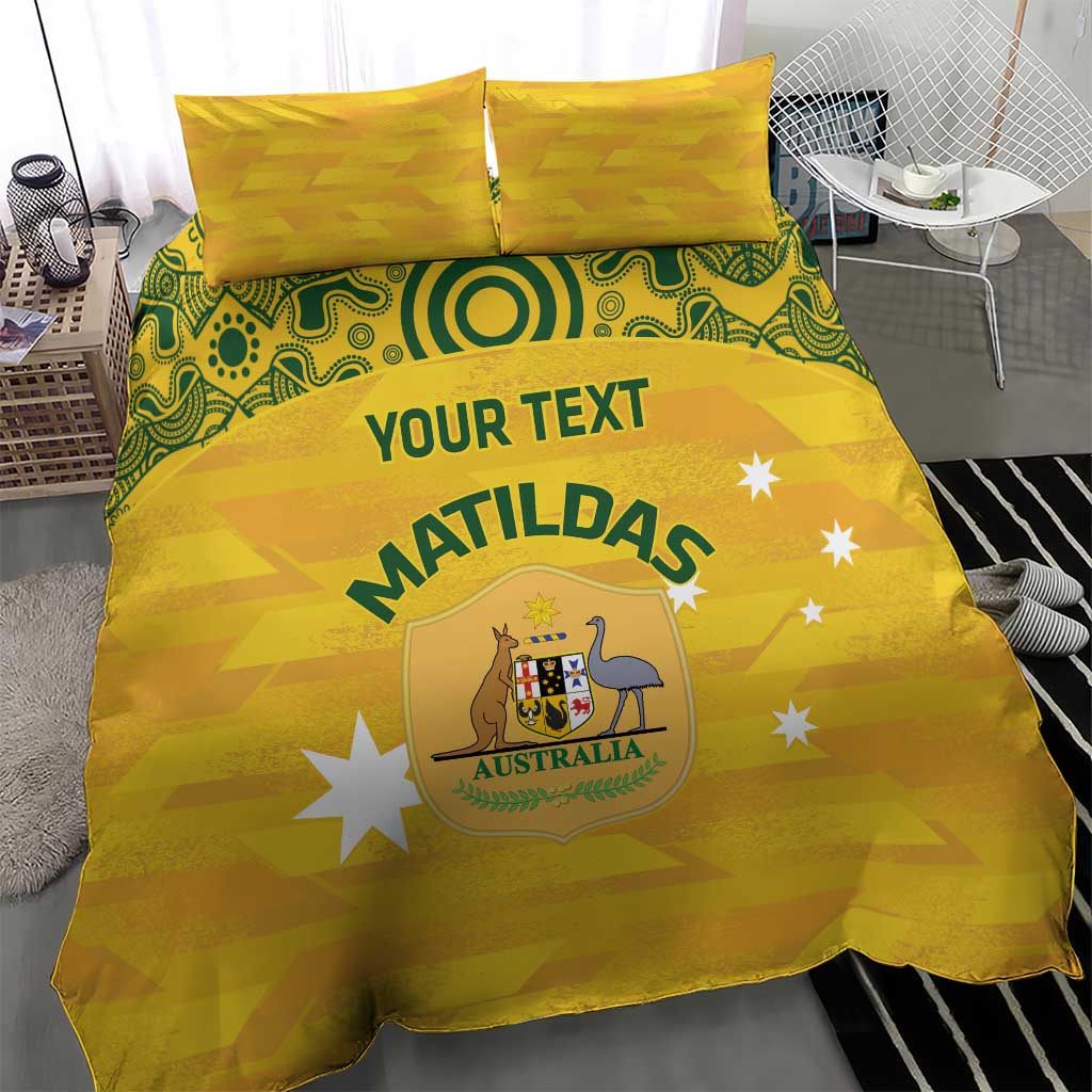 Custom Australia Matildas Bedding Set National Color Indigenous Art