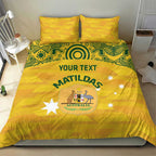 Custom Australia Matildas Bedding Set National Color Indigenous Art