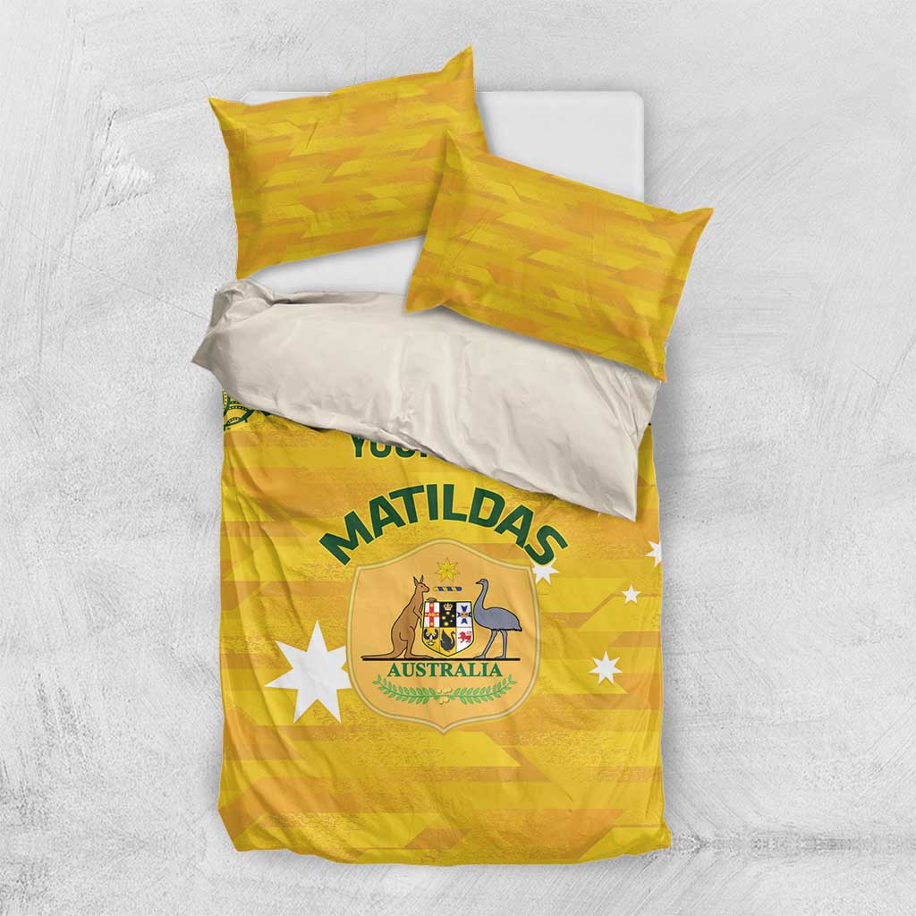 Custom Australia Matildas Bedding Set National Color Indigenous Art