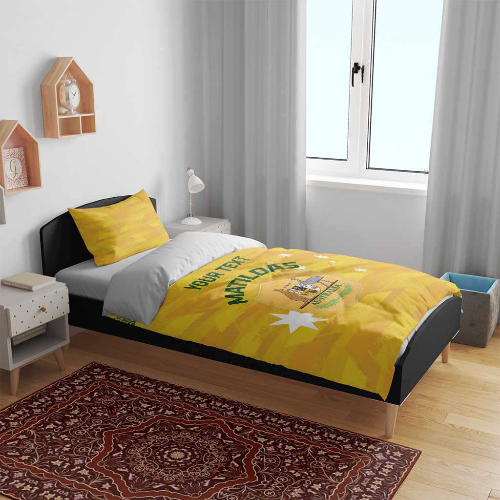Custom Australia Matildas Bedding Set National Color Indigenous Art
