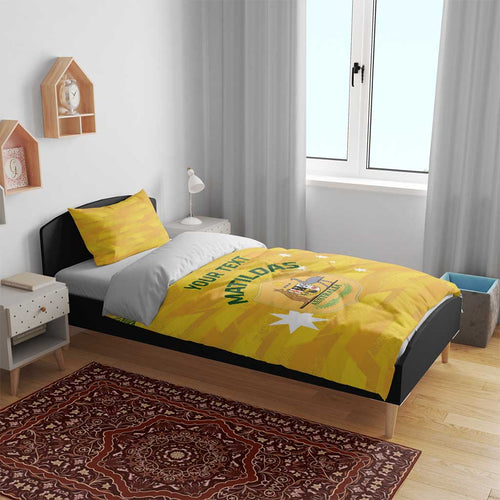 Custom Australia Matildas Bedding Set National Color Indigenous Art