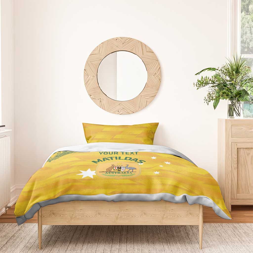 Custom Australia Matildas Bedding Set National Color Indigenous Art