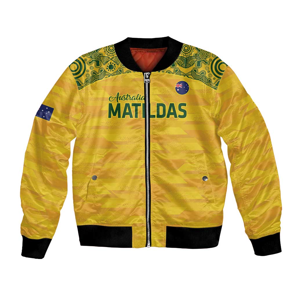 Custom Australia Matildas Bomber Jacket National Color Indigenous Art