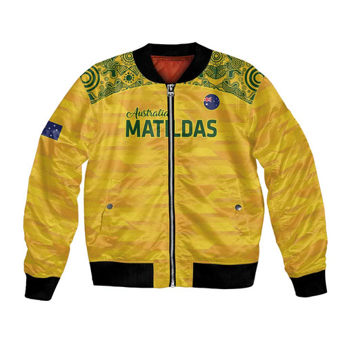 Custom Australia Matildas Bomber Jacket National Color Indigenous Art
