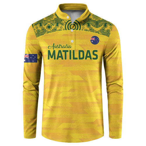 Custom Australia Matildas Button Sweatshirt National Color Indigenous Art