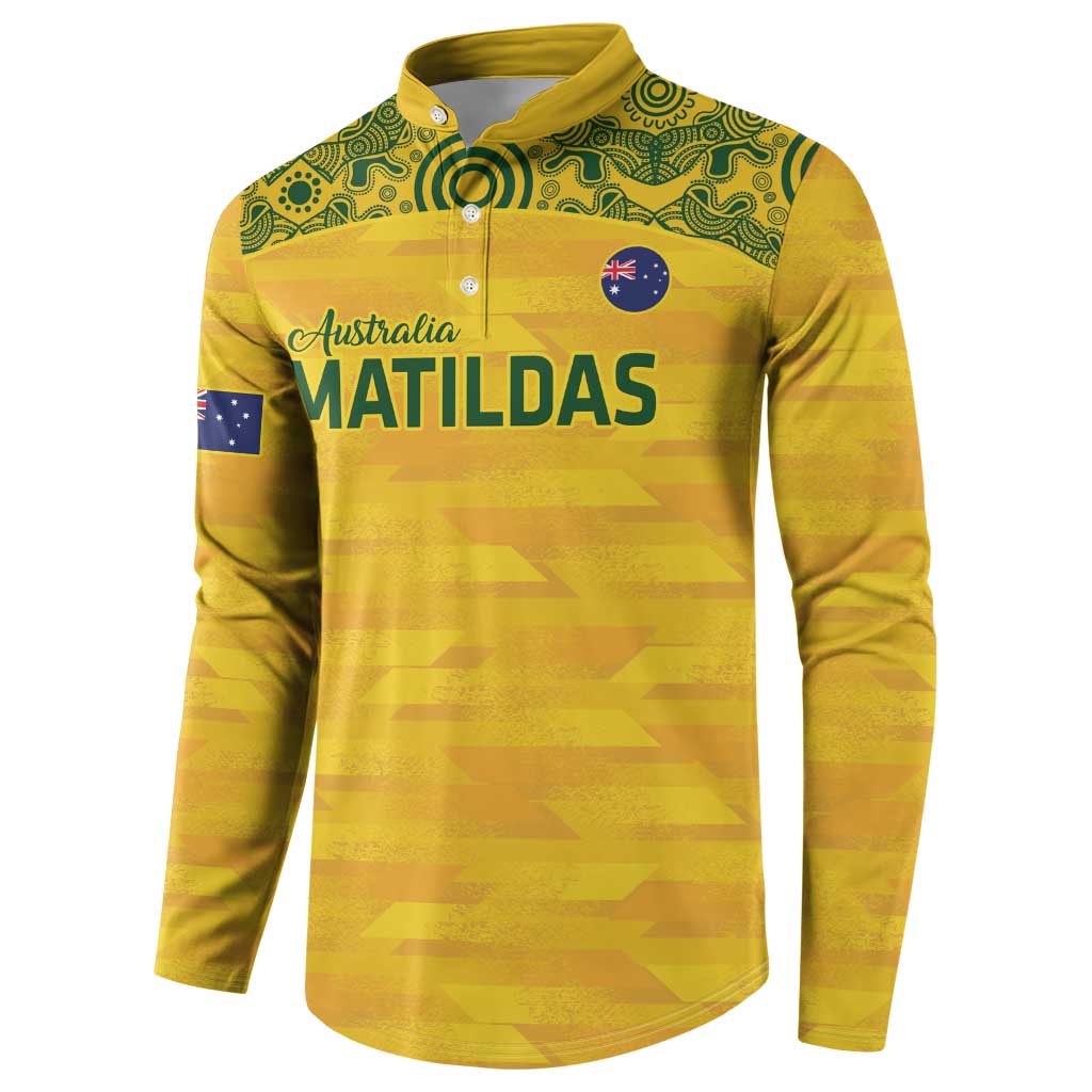 Custom Australia Matildas Button Sweatshirt National Color Indigenous Art
