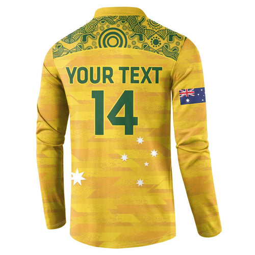 Custom Australia Matildas Button Sweatshirt National Color Indigenous Art
