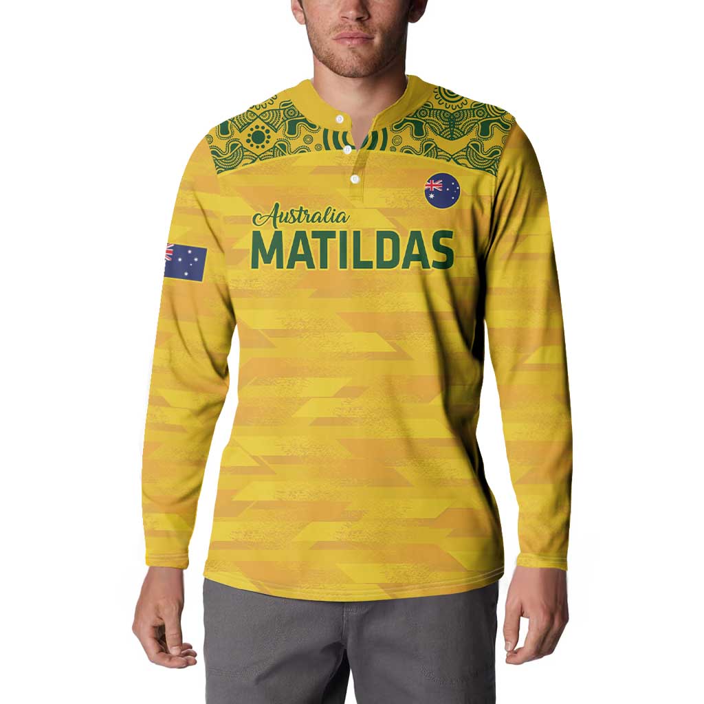 Custom Australia Matildas Button Sweatshirt National Color Indigenous Art