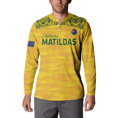Custom Australia Matildas Button Sweatshirt National Color Indigenous Art