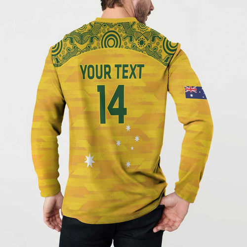 Custom Australia Matildas Button Sweatshirt National Color Indigenous Art