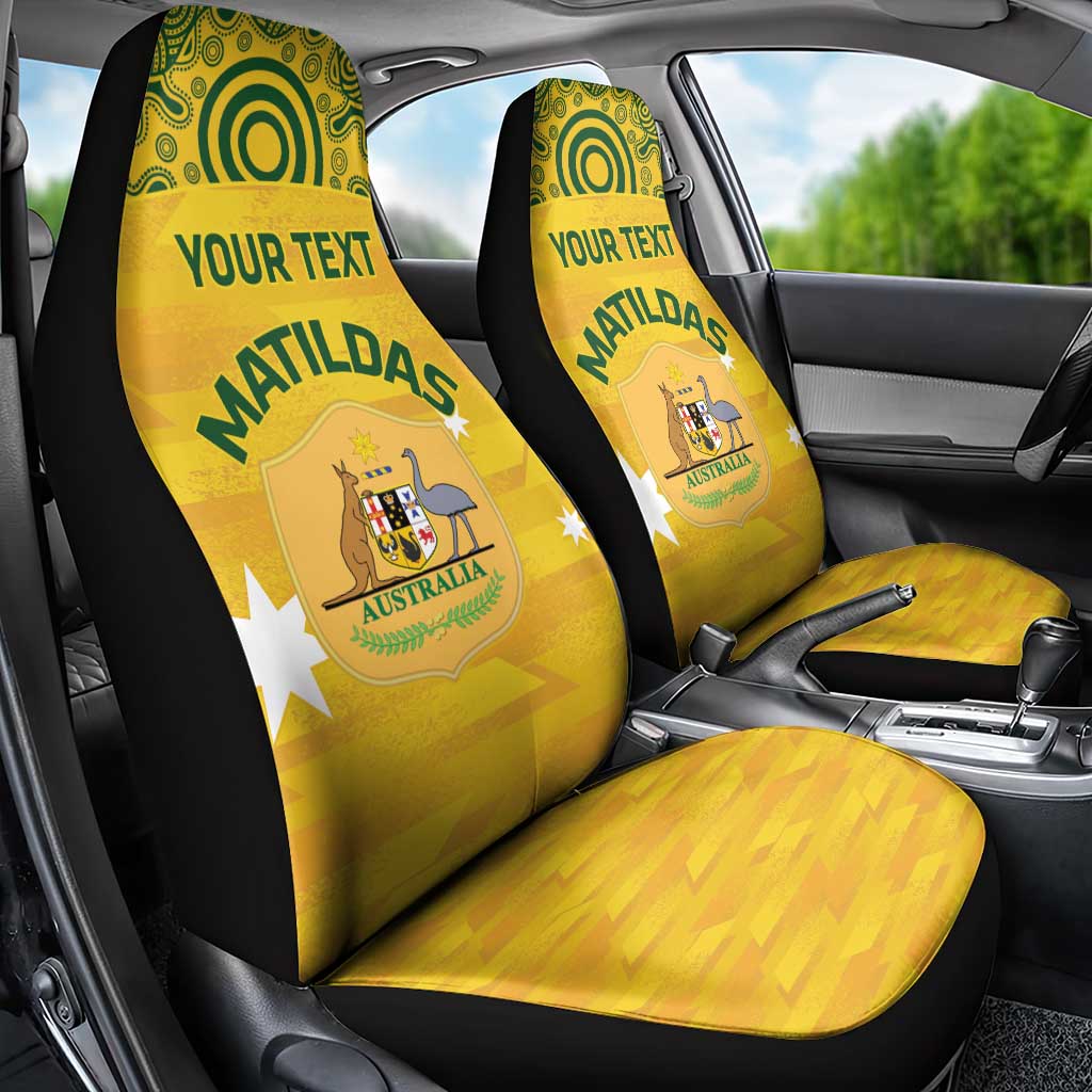 Custom Australia Matildas Car Seat Cover National Color Indigenous Art