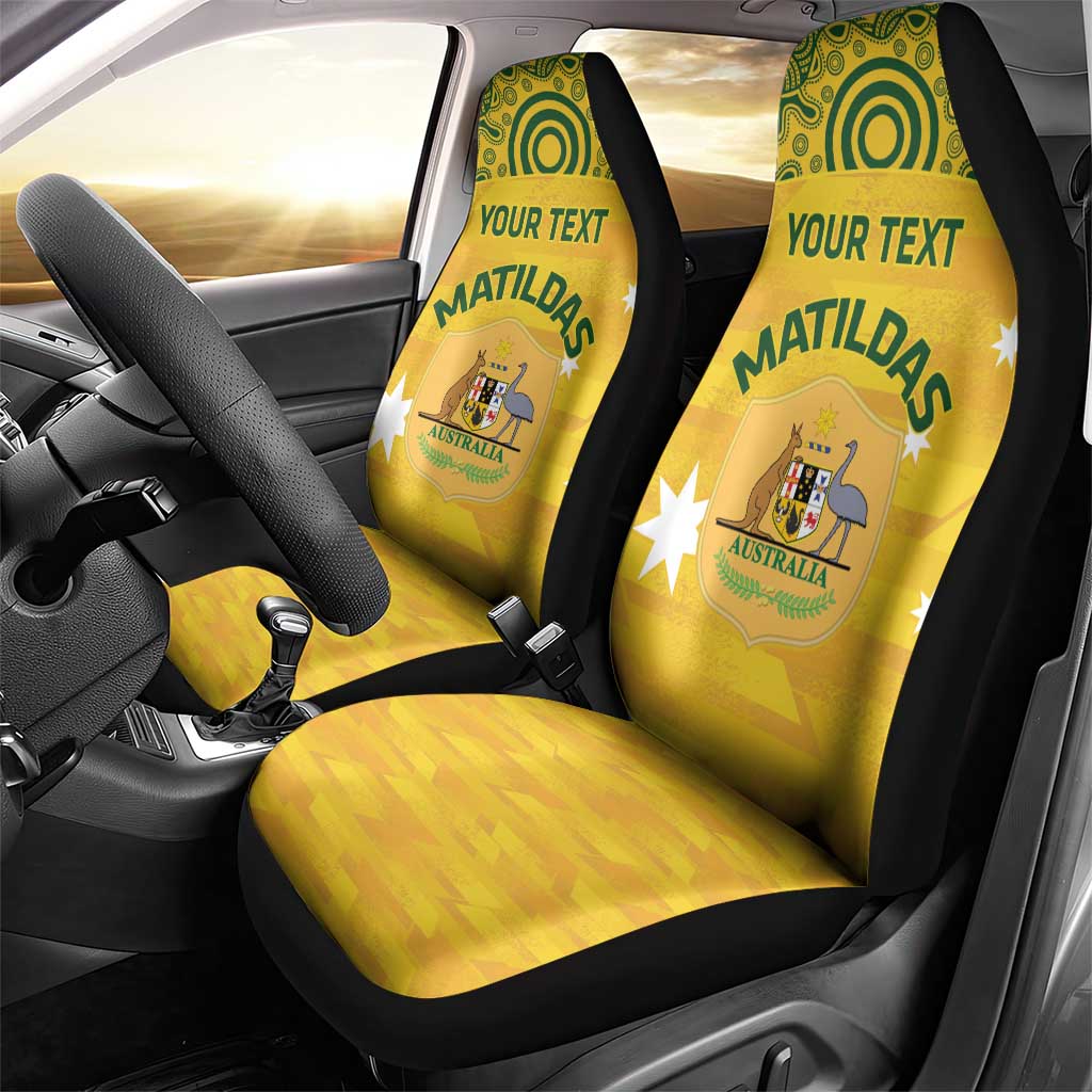 Custom Australia Matildas Car Seat Cover National Color Indigenous Art