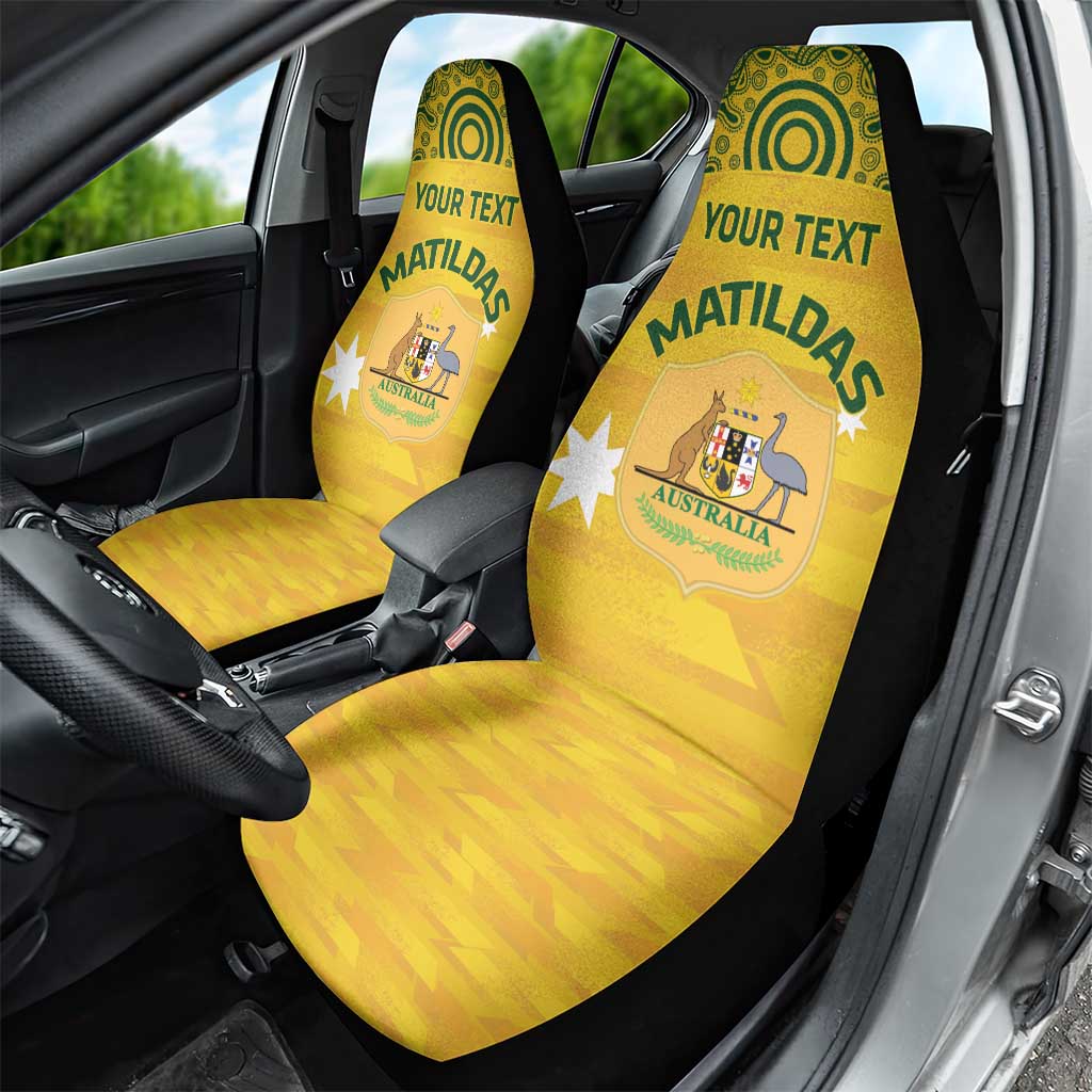 Custom Australia Matildas Car Seat Cover National Color Indigenous Art