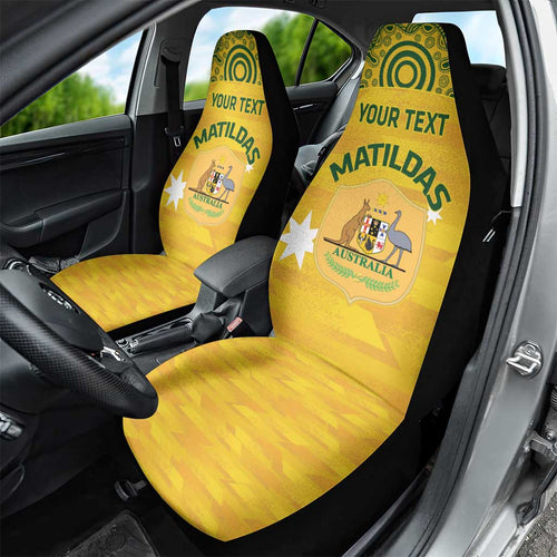 Custom Australia Matildas Car Seat Cover National Color Indigenous Art