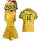 Custom Australia Matildas Couples Matching Mermaid Dress and Hawaiian Shirt National Color Indigenous Art