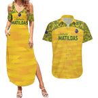 Custom Australia Matildas Couples Matching Summer Maxi Dress and Hawaiian Shirt National Color Indigenous Art