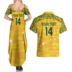 Custom Australia Matildas Couples Matching Summer Maxi Dress and Hawaiian Shirt National Color Indigenous Art