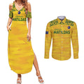 Custom Australia Matildas Couples Matching Summer Maxi Dress and Long Sleeve Button Shirt National Color Indigenous Art