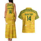 Custom Australia Matildas Couples Matching Tank Maxi Dress and Hawaiian Shirt National Color Indigenous Art