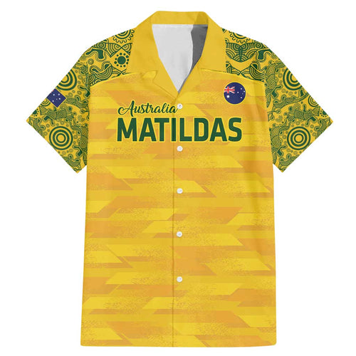 Custom Australia Matildas Family Matching Mermaid Dress and Hawaiian Shirt National Color Indigenous Art