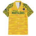 Custom Australia Matildas Family Matching Off The Shoulder Long Sleeve Dress and Hawaiian Shirt National Color Indigenous Art