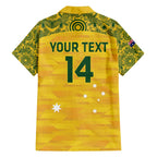 Custom Australia Matildas Family Matching Off Shoulder Maxi Dress and Hawaiian Shirt National Color Indigenous Art
