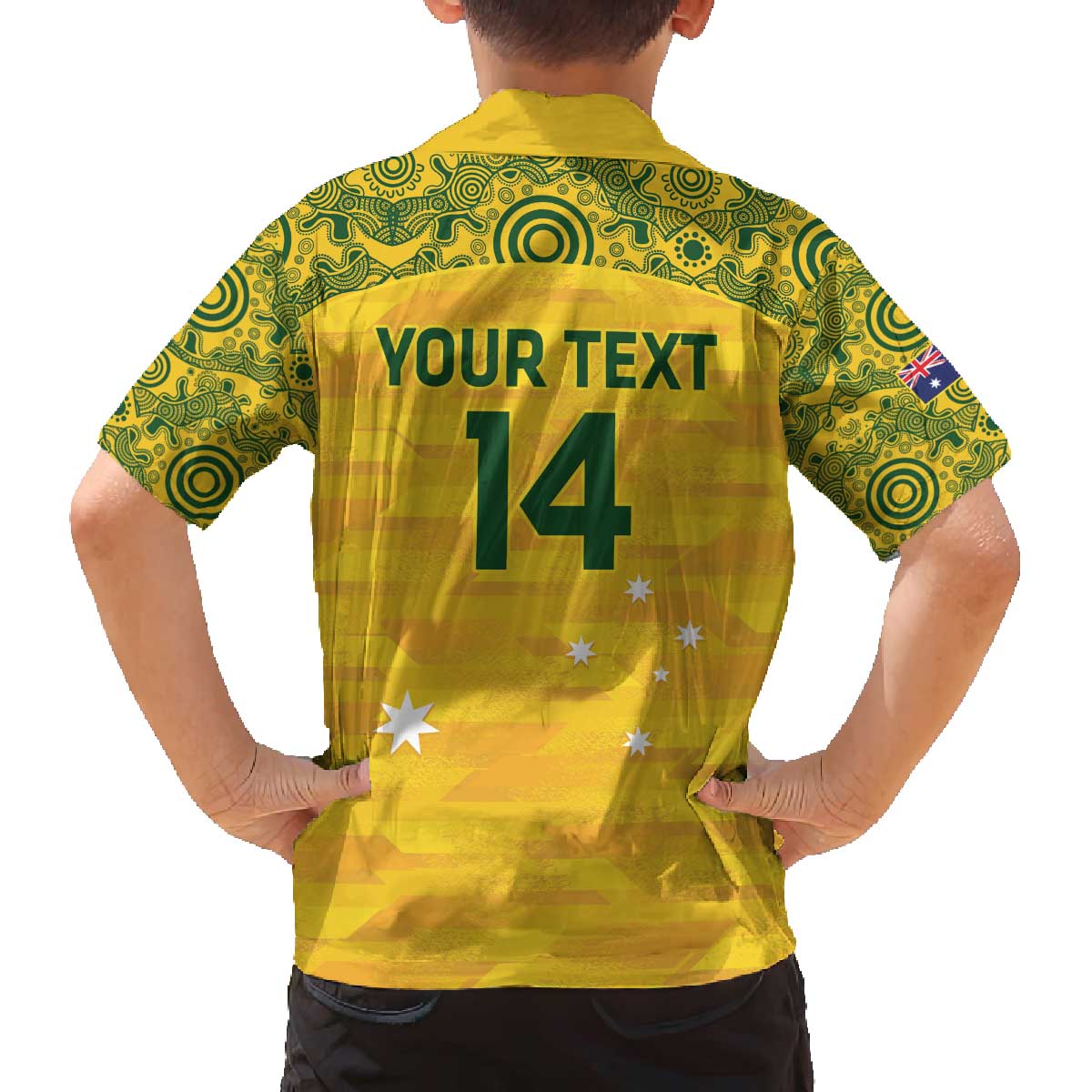 Custom Australia Matildas Family Matching Puletasi and Hawaiian Shirt National Color Indigenous Art