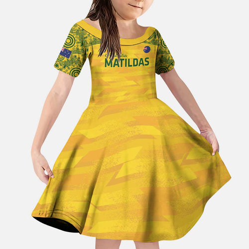 Custom Australia Matildas Family Matching Puletasi and Hawaiian Shirt National Color Indigenous Art