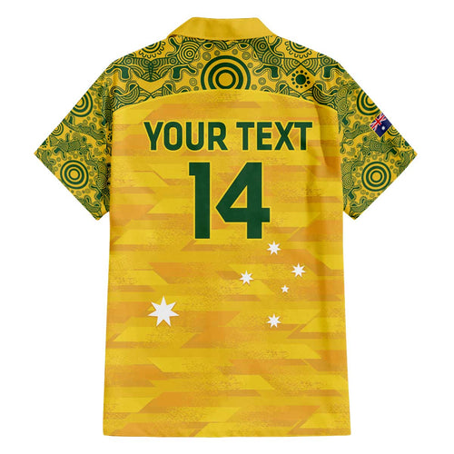 Custom Australia Matildas Family Matching Puletasi and Hawaiian Shirt National Color Indigenous Art