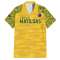 Custom Australia Matildas Family Matching Short Sleeve Bodycon Dress and Hawaiian Shirt National Color Indigenous Art