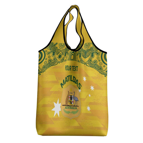 Custom Australia Matildas Grocery Bag National Color Indigenous Art