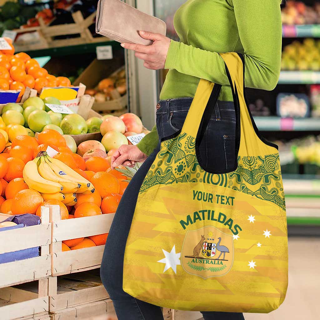 Custom Australia Matildas Grocery Bag National Color Indigenous Art