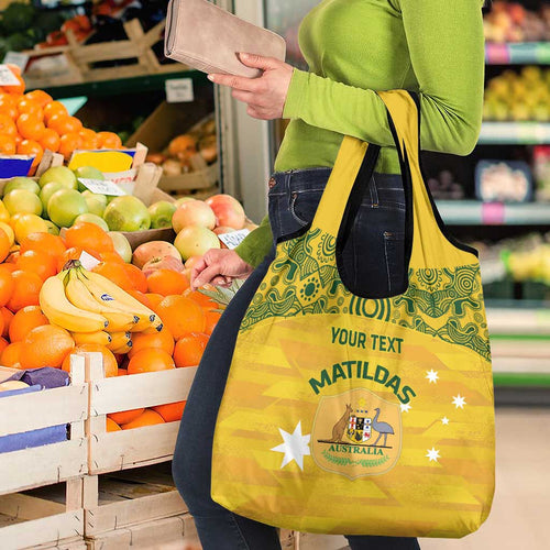 Custom Australia Matildas Grocery Bag National Color Indigenous Art