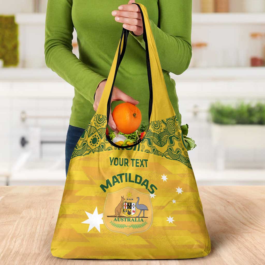 Custom Australia Matildas Grocery Bag National Color Indigenous Art