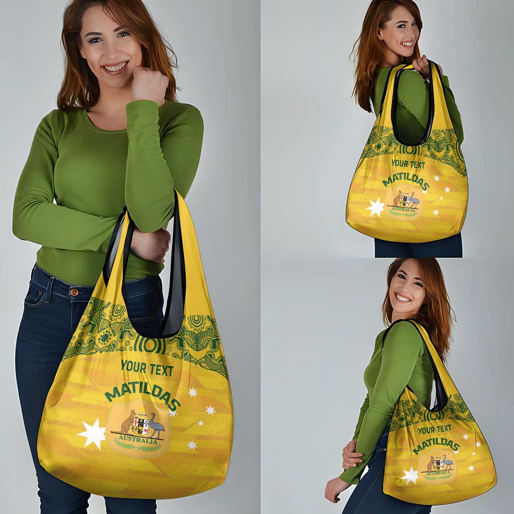 Custom Australia Matildas Grocery Bag National Color Indigenous Art