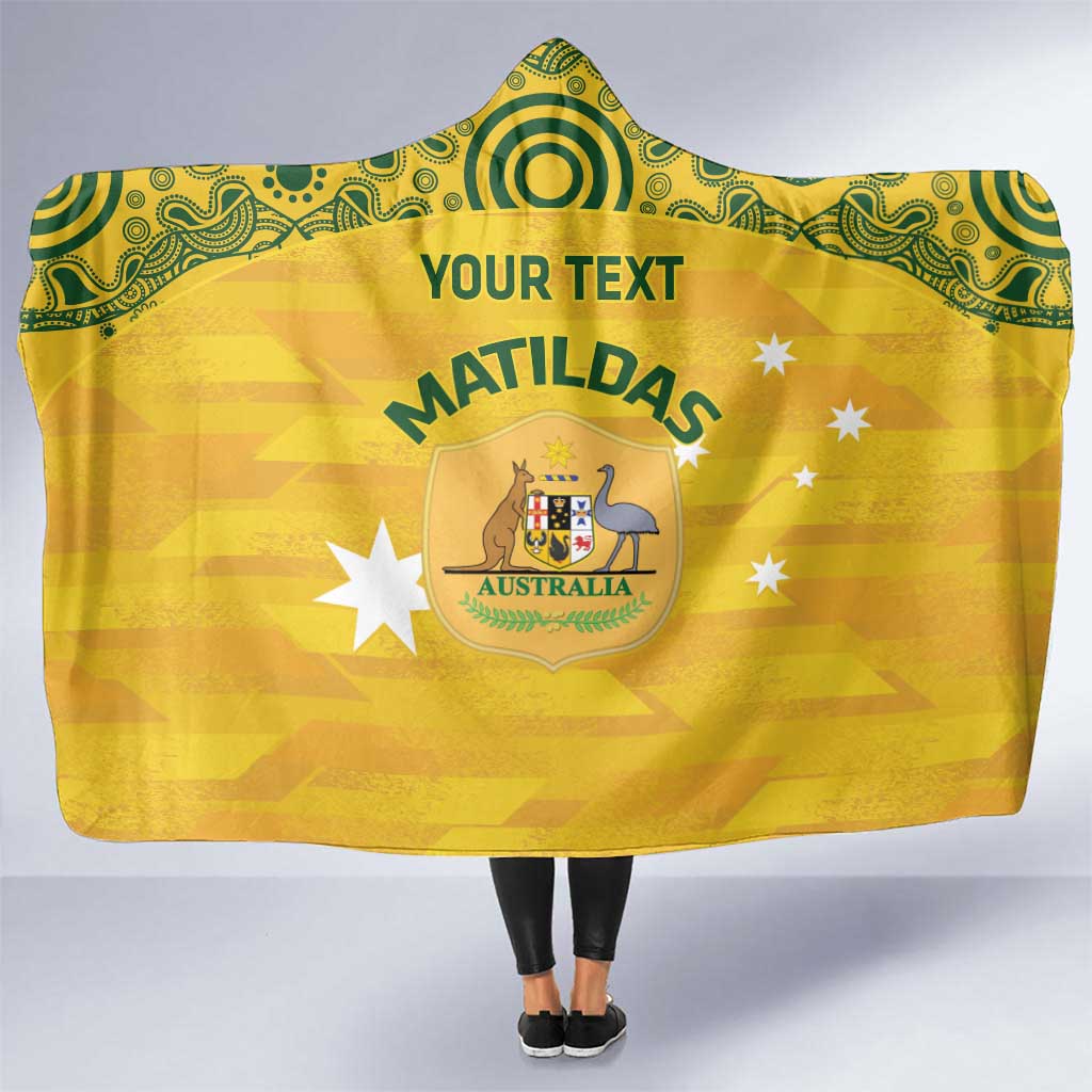 Custom Australia Matildas Hooded Blanket National Color Indigenous Art